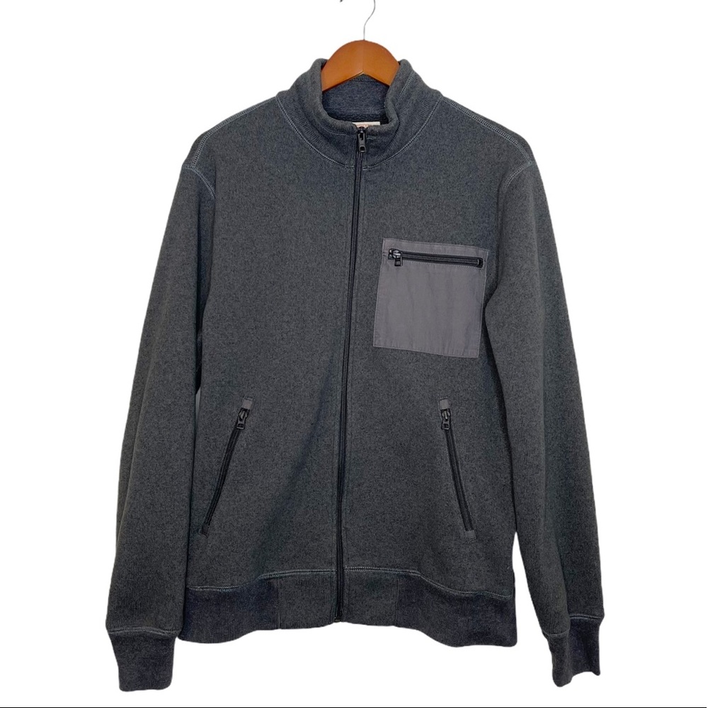 J. CREW Knitwear Men’s Summit Zip Up Sweater Track Jacket Size M Gray Athleisure
